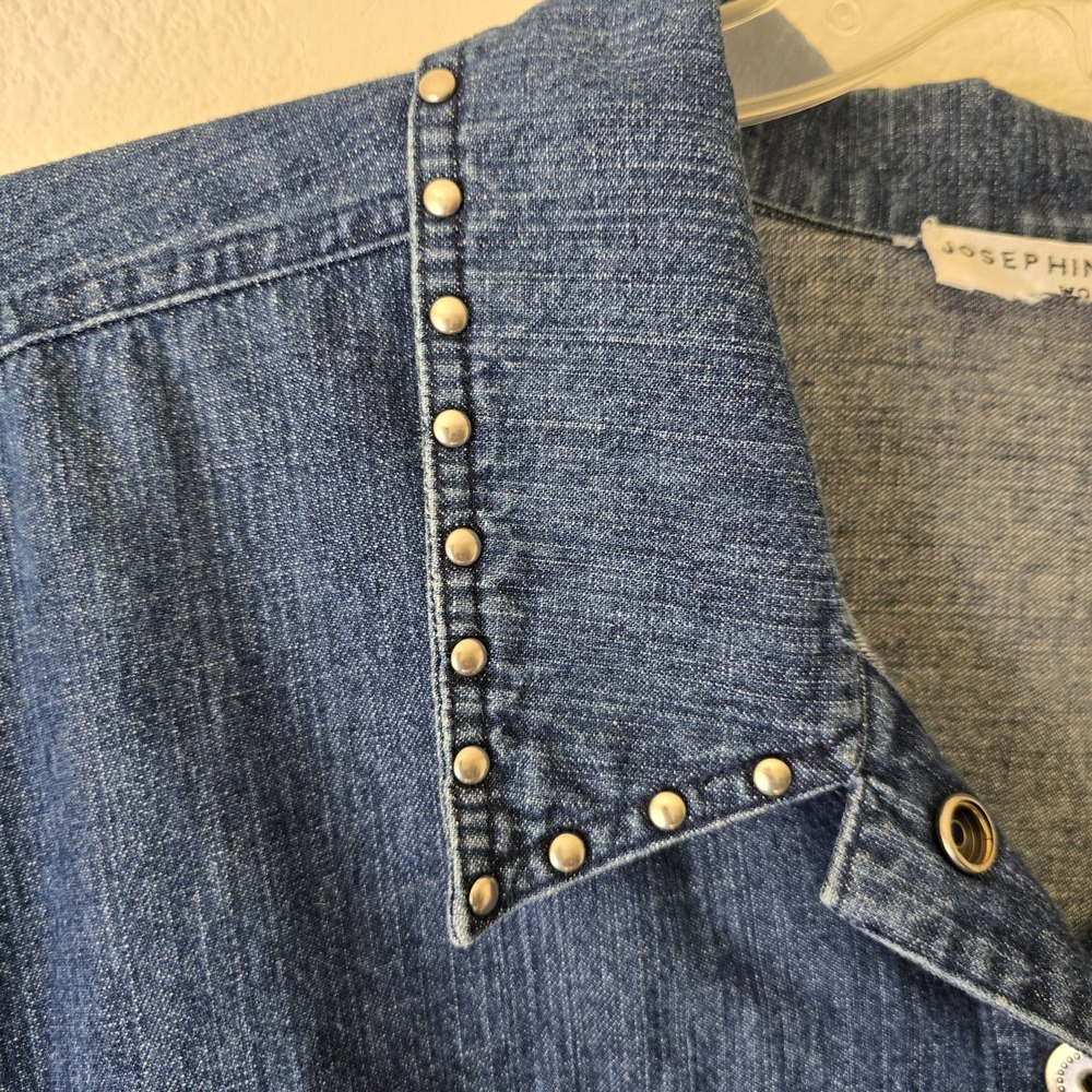 Josephine Chaus Women's Plus Sz Denim Jean Jacket Studded Rodeo 100% Cotton Fall - Picture 4 of 12